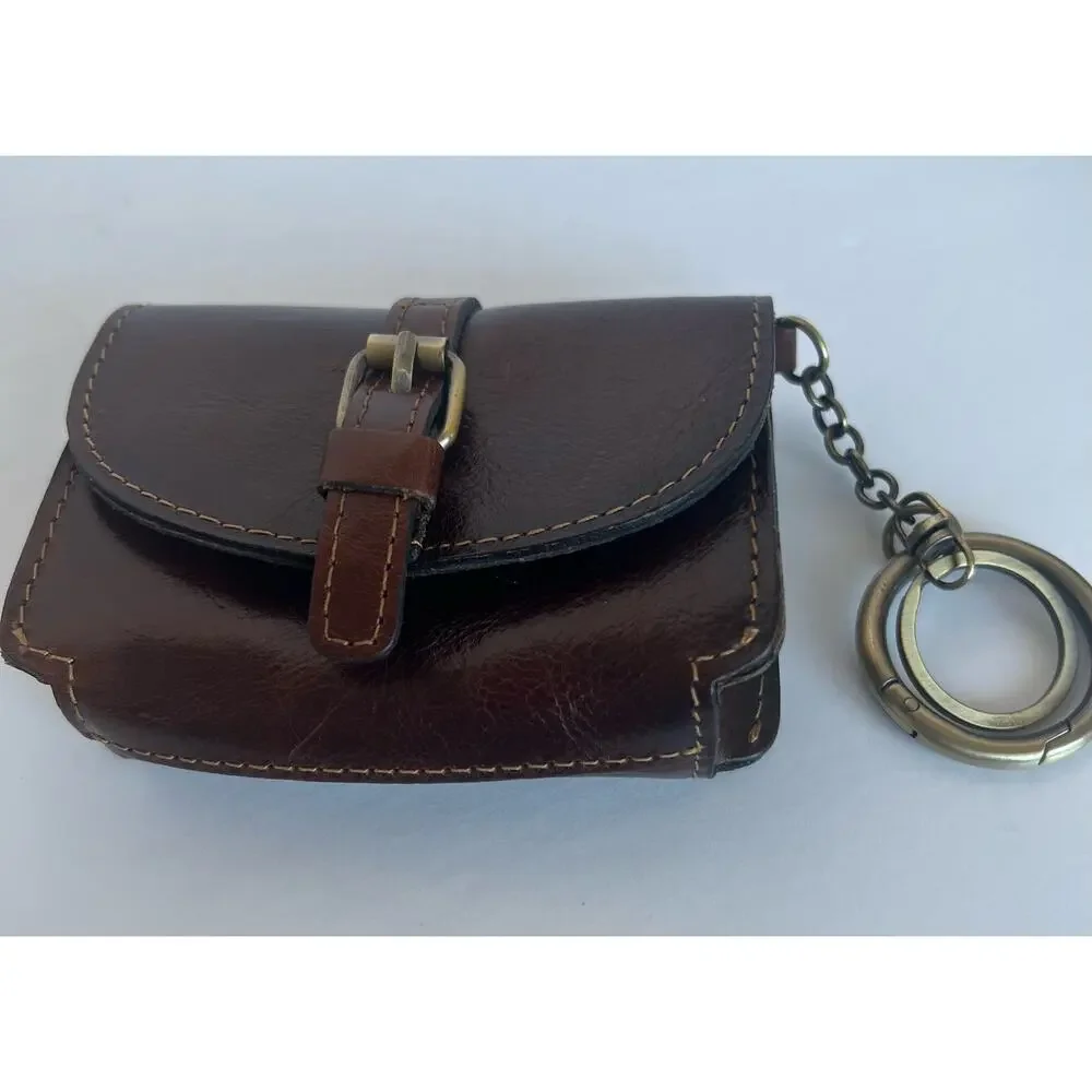 NEW Patricia Nash Brown‎ Leather Mini TORRI Key Fob Wallet Clutch